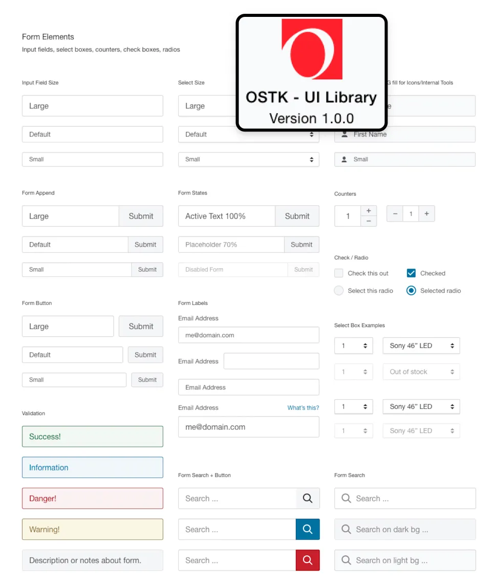 A graphic overview of a user interface design process, showcasing various application modals, button styles, and navigation patterns to improve site consistency.